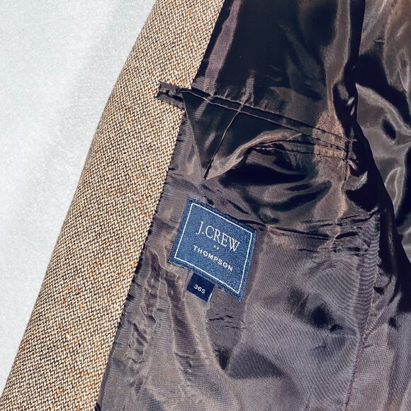 J Crew Thompson Blazer Mens 36S Beige Wool Blend Herringbone Sport Coat Jacket - Picture 4 of 11
